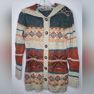 ROYAL ROBBINS Mystic Cardigan Sweater Hood Hooded Wool Fairisle Fair Isl…